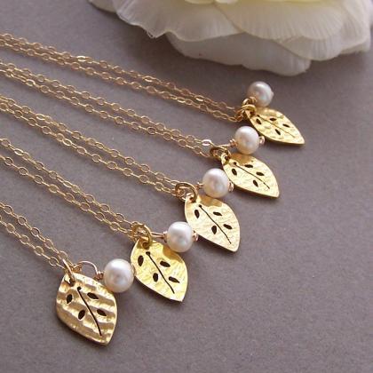 Gold Leaf Necklace, Leaf Pendant, 14k Gold Filled..